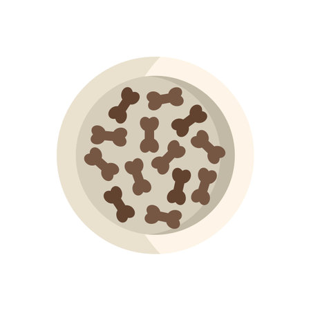 Dog food snack bone icon flat vector. Animal bowl. Eat pack isolatedのイラスト素材