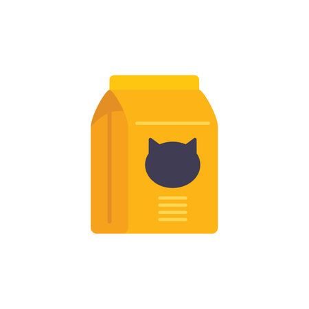 Cat food pack icon flat vector. Cute snack. Animal package isolatedのイラスト素材