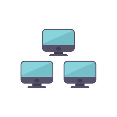 Control pc network icon flat vector. Data system. Monitor plan isolatedのイラスト素材
