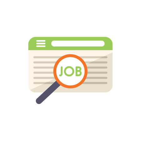 Job online search icon flat vector. Computer business. Internet work isolatedのイラスト素材