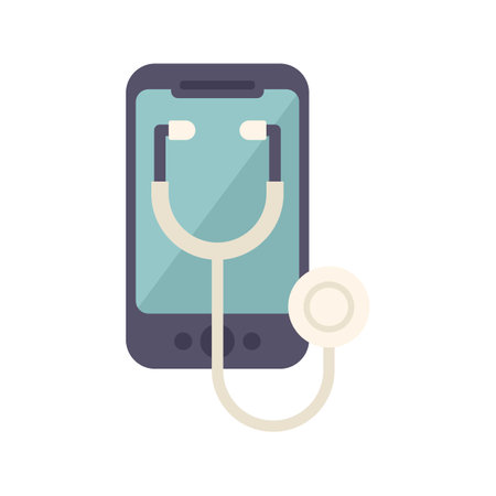 Online stethoscope icon flat vector. Doctor health. Care clinic isolatedのイラスト素材