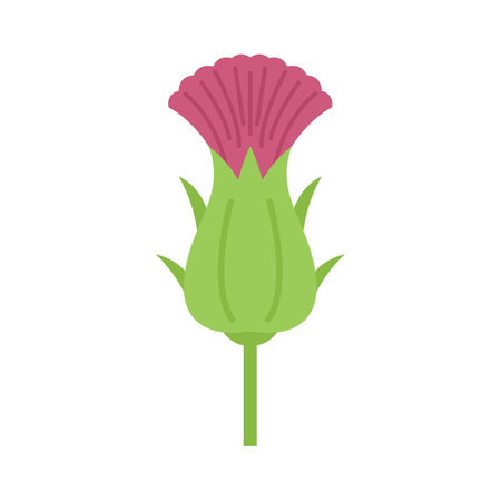 Marian thistle icon flat vector. Milk plant. Flower silymarin isolatedのイラスト素材