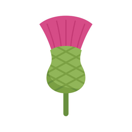 Liver thistle icon flat vector. Flower plant. Silybum burdock isolatedのイラスト素材
