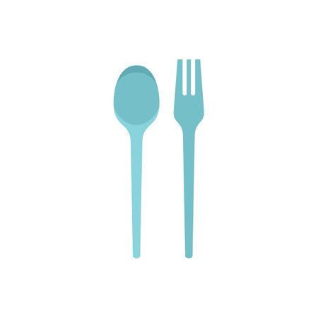 Biodegradable plastic food tools icon flat vector. Water ecology. Eco recycle isolatedのイラスト素材