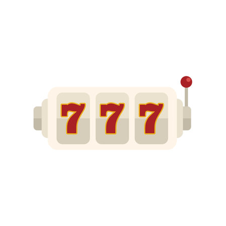 White jackpot icon flat vector. Spin game. Casino machine isolatedのイラスト素材