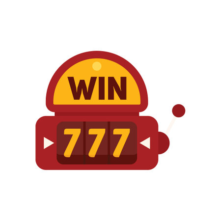 Win slot machine icon flat vector. Casino lucky. Spin game isolatedのイラスト素材