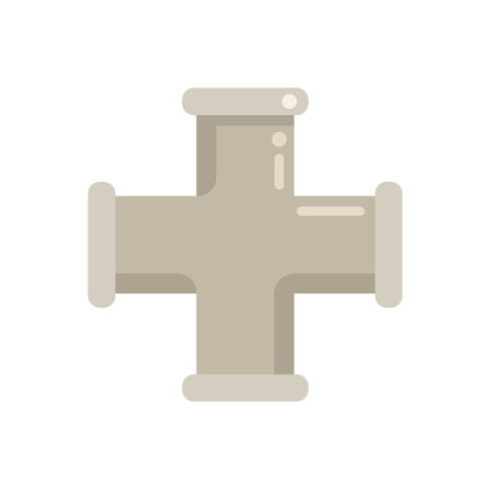Cross pipe icon flat vector. Water pipeline. Pump tap isolatedのイラスト素材