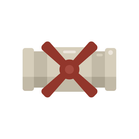 Top view water tap icon flat vector. Valve drain. Pump faucet isolatedのイラスト素材