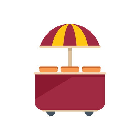 Hotdog stall icon flat vector. Hot dog cart. Food stand isolatedのイラスト素材
