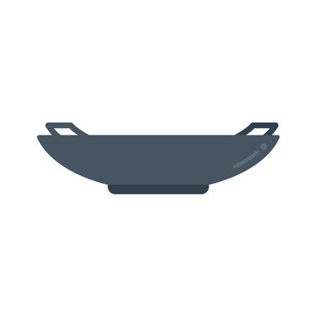 Asian food pot icon flat vector. Cooking oil. Fire cook isolatedのイラスト素材