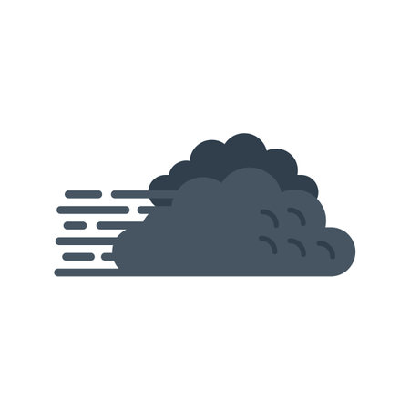 Wind cloud icon flat vector. Rain forecast. Storm cloudy isolatedのイラスト素材