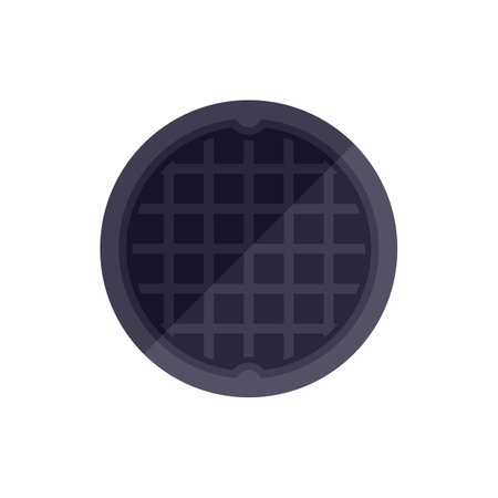 Sidewalk manhole icon flat vector. City road. Street sewage isolatedのイラスト素材
