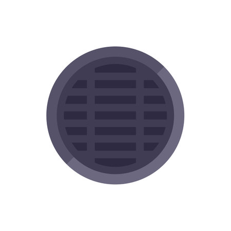 Road manhole icon flat vector. City construction. Sewer lid isolatedのイラスト素材