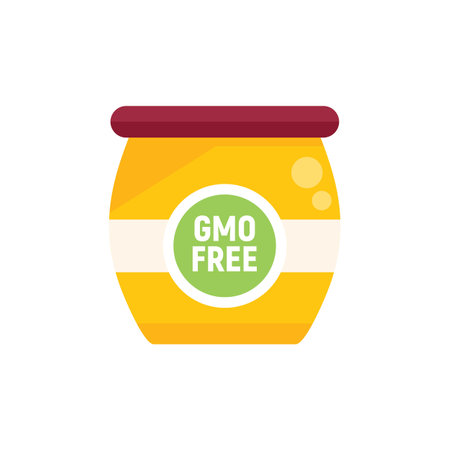 Gmo free jar icon flat vector. Dna food. Gene medicine isolatedのイラスト素材
