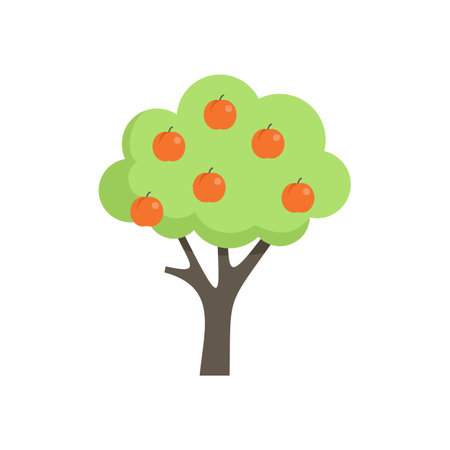 Peach fruit tree icon flat vector. Garden plant. Harvest farm isolatedのイラスト素材