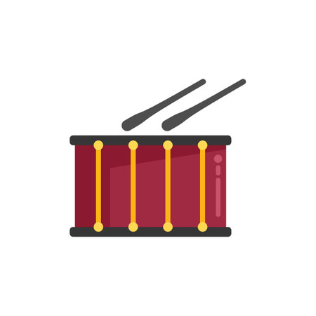 Jazz drum icon flat vector. Music instrument. Acoustic toy isolatedのイラスト素材