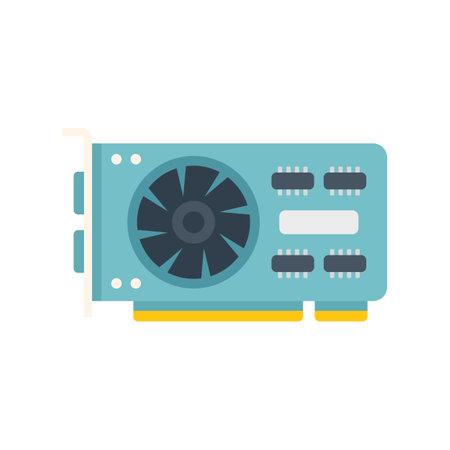 Pci gpu card icon flat vector. Pc video. Cpu chip isolatedのイラスト素材