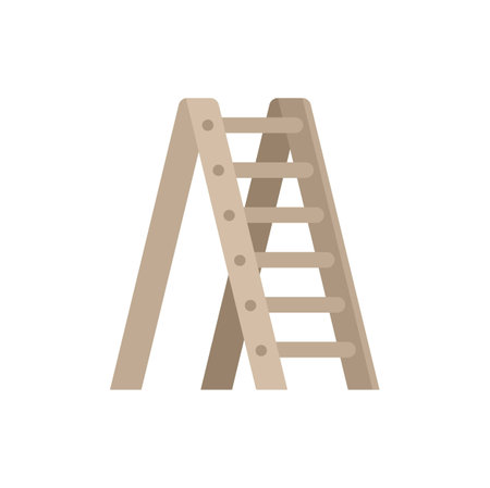 Old ladder icon flat vector. Wood safety. Portable tool isolatedのイラスト素材