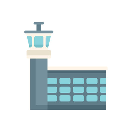 Airport tower icon flat vector. Ground support. Boarding flight isolatedのイラスト素材