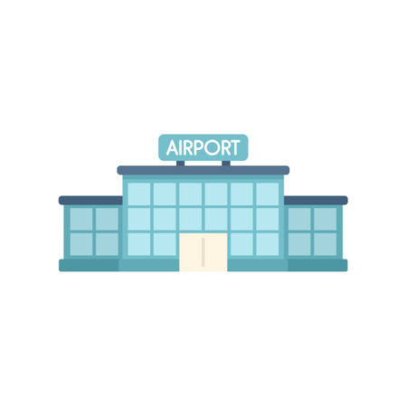 Airport building icon flat vector. Flight travel. Plane trip isolatedのイラスト素材