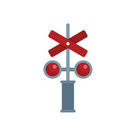 Cross railroad icon flat vector. Road safety. Gate traffic isolatedのイラスト素材