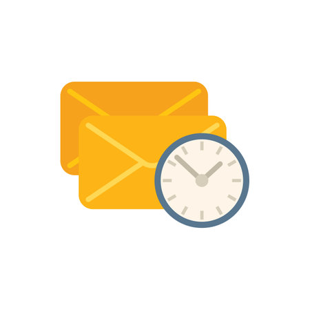 Mail time send icon flat vector. Clock project. Task control isolatedのイラスト素材
