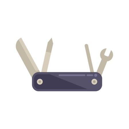 Pocket knife icon flat vector. Army multitool. Metal kit isolatedのイラスト素材