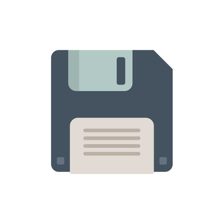 Floppy disk icon flat vector. Interface button. Time design isolatedのイラスト素材