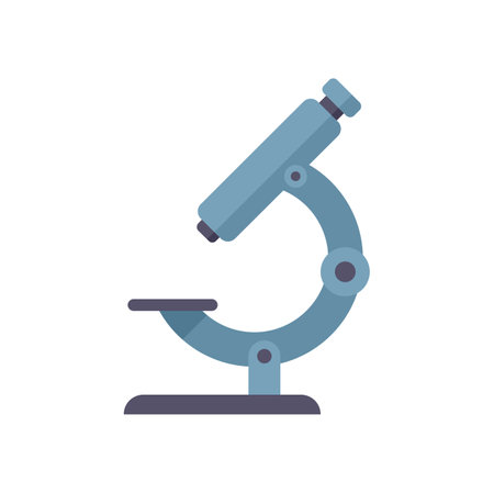 Microscope icon flat vector. Lab research. Genetic equipment isolated