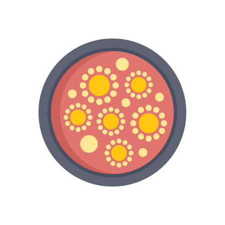 Microbiology icon flat vector. Petri dish. Cell medicine isolatedのイラスト素材