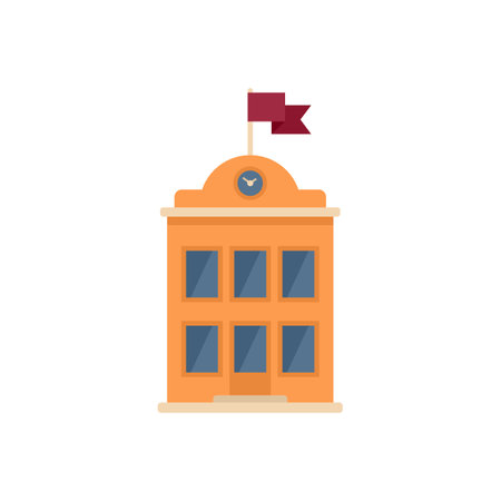 College building icon flat vector. University study. App class isolatedのイラスト素材