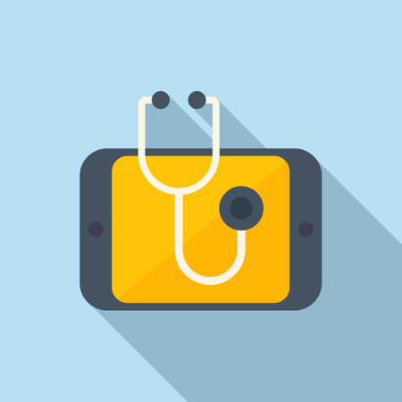 Medical stethoscope icon flat vector. Doctor report. Online medicのイラスト素材