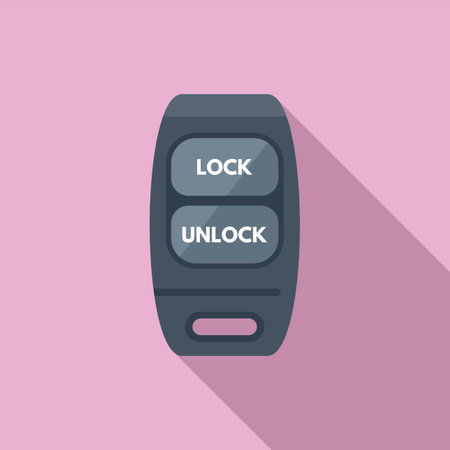 Vehicle lock key icon flat vector. Smart button. Service unlockのイラスト素材