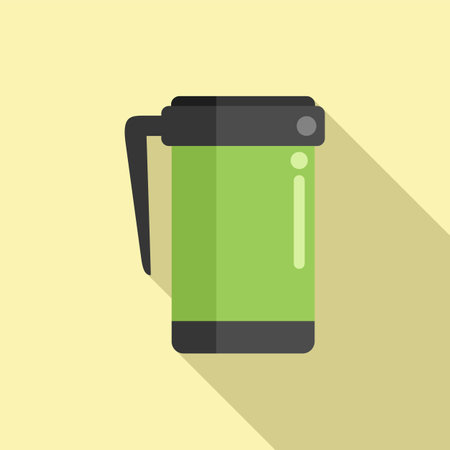Coffee thermo cup icon flat vector. Reusable mug. Water teaのイラスト素材