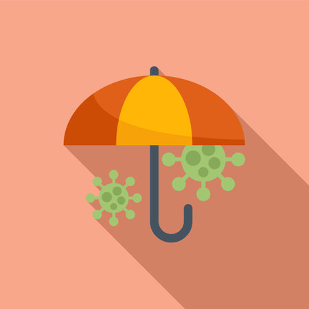 Virus protection umbrella icon flat vector. Drug medicine. Medical immuneのイラスト素材