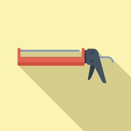 Applicator gun icon flat vector. Caulk adhesive. Carpenter acrylicのイラスト素材