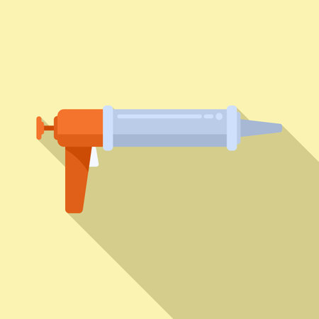 Applicator silicone caulk gun icon flat vector. Adhesive sealant. Silicon acrylicのイラスト素材