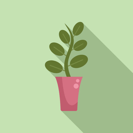 Nature plant pot icon flat vector. Indoor flowerpot. Summer treeのイラスト素材