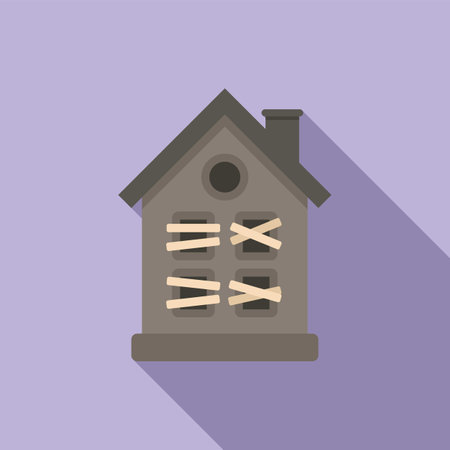 Spooky house icon flat vector. Scary night. Castle ghostのイラスト素材