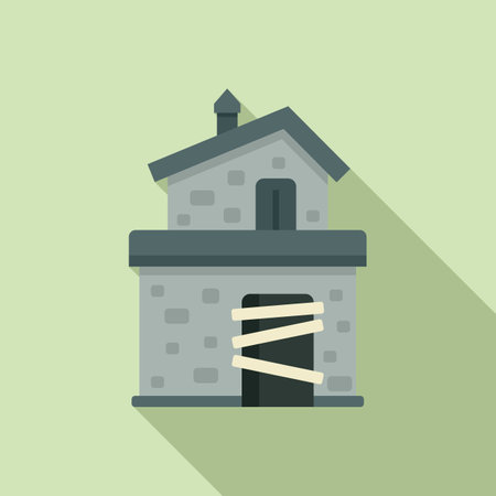Gothic house icon flat vector. Creepy horror. Ghost buildingのイラスト素材