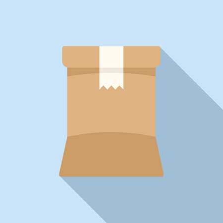 Paper food icon flat vector. Snack package. Cardboard dinnerのイラスト素材