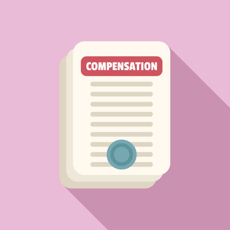 Compensation paper icon flat vector. Money benefit. Fund pensionのイラスト素材