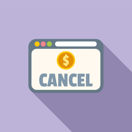 Cancel payment icon flat vector. Card error. Money debitのイラスト素材