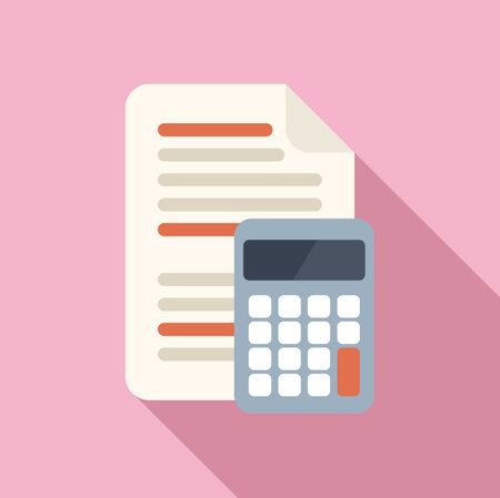 Finance calculator icon flat vector. Business report. Data graphのイラスト素材