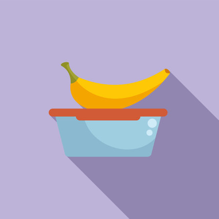 Banana food box icon flat vector. School lunch. Drink productのイラスト素材