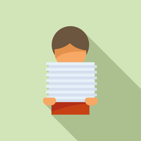 Papers rush job icon flat vector. Office work. Computer deliveryのイラスト素材