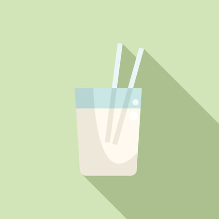 Milk glass icon flat vector. Food protein. Vitamin nutrientのイラスト素材