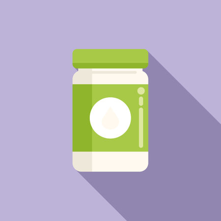 Sour cream jar icon flat vector. Food protein. Fat nutrientのイラスト素材