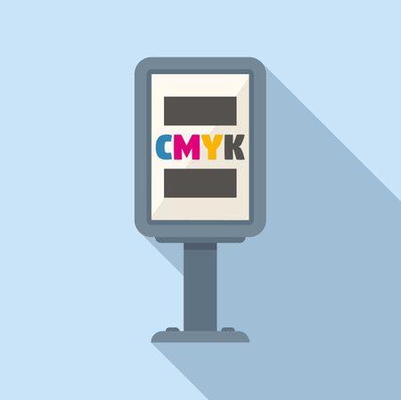 Cmyk street billboard icon flat vector. Print machine. Ink offsetのイラスト素材