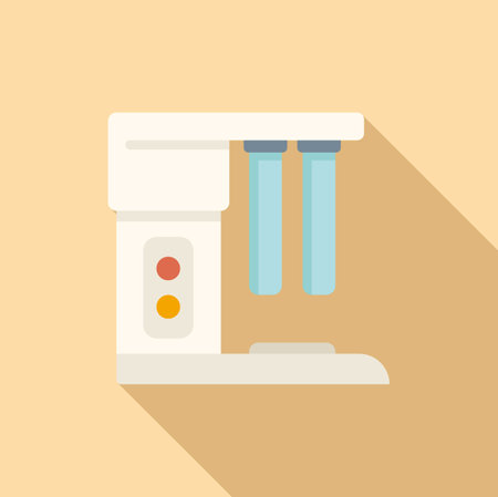 Lab water test icon flat vector. Equipment system. Container liquidのイラスト素材